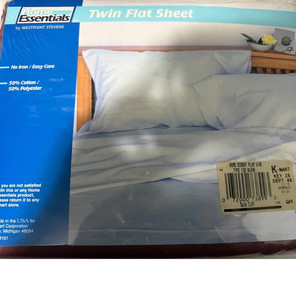 Vintage Home Essentials Twin Flat Sheet Plum‎ Wine No Iron Easy Care Bedding